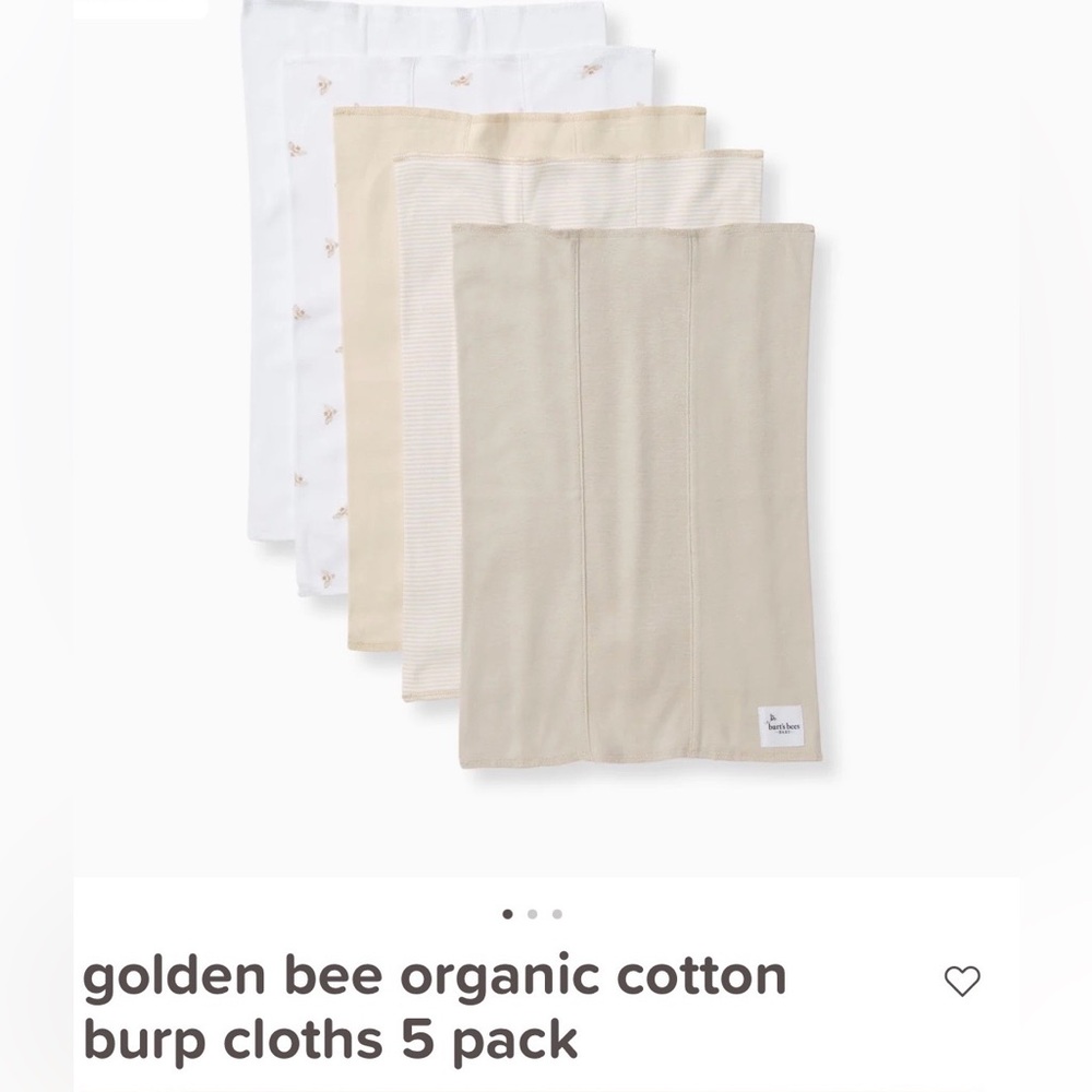 Burt's Bees Neutral Burp Cloths Set of 5 - 100% organic